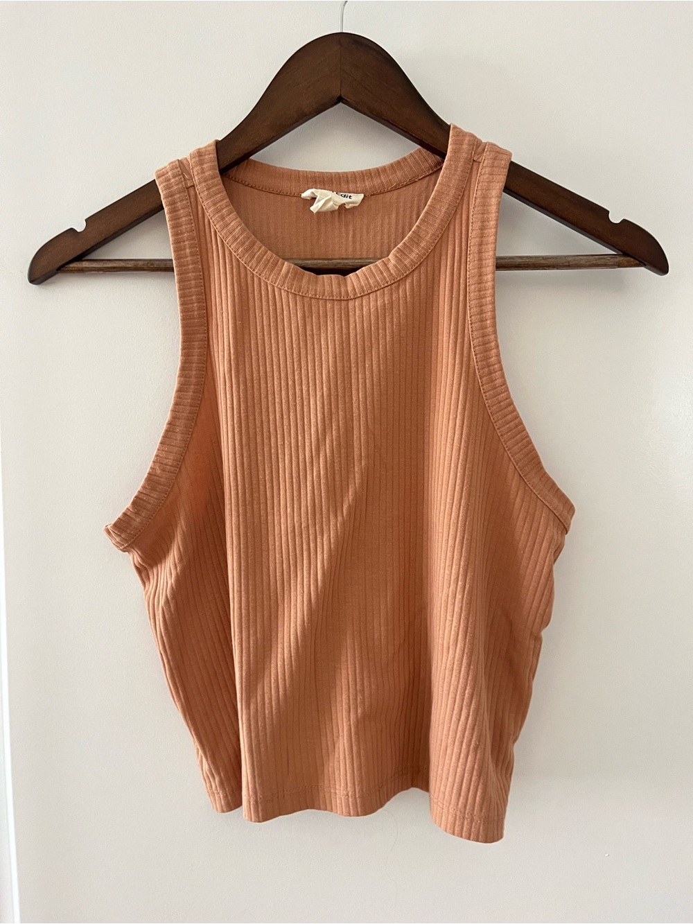 Ribbed Tank Top in Rust - Sleeveless Casual Layering